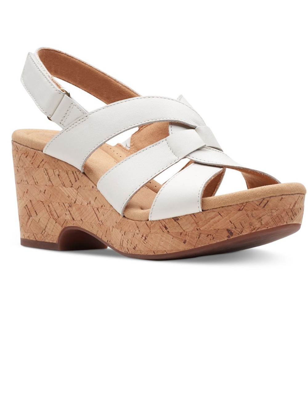 Clarks Women's Collection Giselle Beach Slingback Wedge white Sandals  7 Wide
